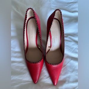 Zara Shoes | Zara Red Leather Pumps Size 8 EU 39 Color: Red